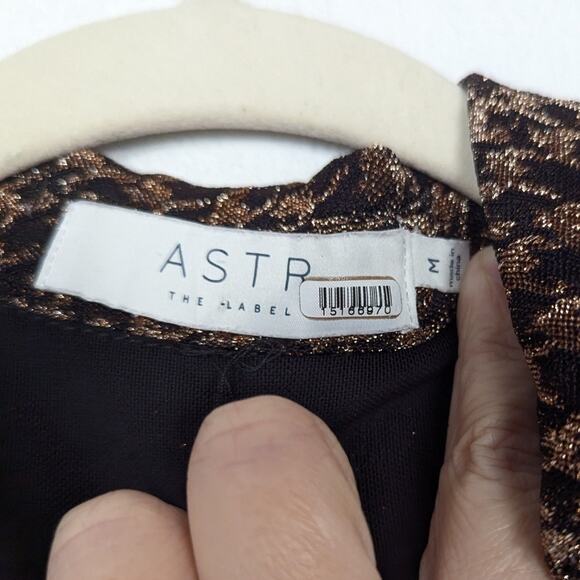 ASTR The Label Nia Copper Houndstooth Long Sleeve Mini Dress Size M - Picture 6 of 10